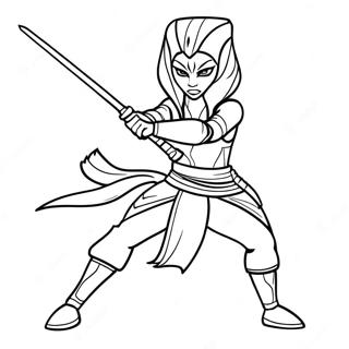 Ahsoka Tano In Battle Pose Coloring Page 17012-13885