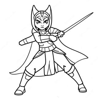 Ahsoka Tano In Battle Pose Coloring Page 17012-13887