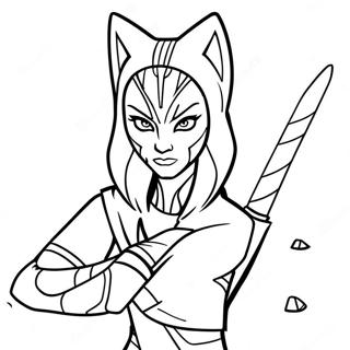 Ahsoka Tano In Battle Pose Coloring Page 17012-13888