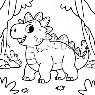 Cute Stegosaurus In A Forest Coloring Page 17022-13896