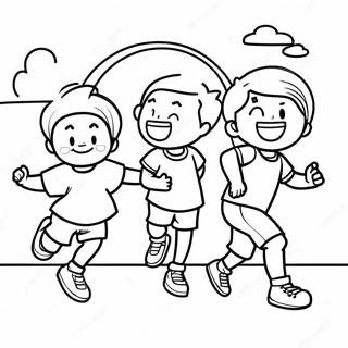 Energetic Kids Exercising Coloring Page 17072-13931