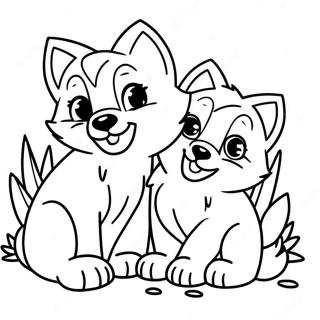 Playful Timberwolf Puppies Coloring Page 17102-13953