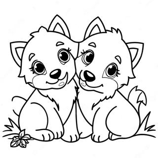 Playful Timberwolf Puppies Coloring Page 17102-13954