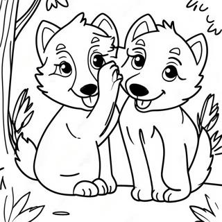 Playful Timberwolf Puppies Coloring Page 17102-13955