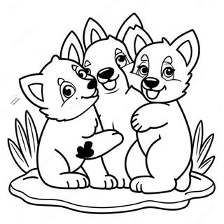 Playful Timberwolf Puppies Coloring Page 17102-13956