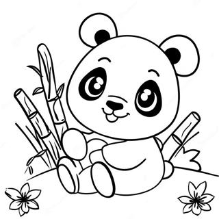 Cute Mimi Panda With Bamboo Coloring Page 17132-13976