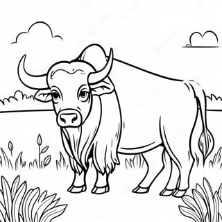 Majestic Buffalo In A Meadow Coloring Page 17172-14010