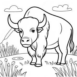 Majestic Buffalo In A Meadow Coloring Page 17172-14012