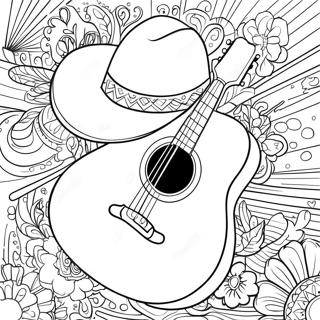 Cowboy Hat And Guitar Coloring Page 17192-14023