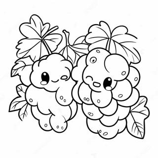 Cute Cartoon Grapes Coloring Page 17232-14059