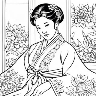 Korean Traditional Hanbok Coloring Page 17311-14118