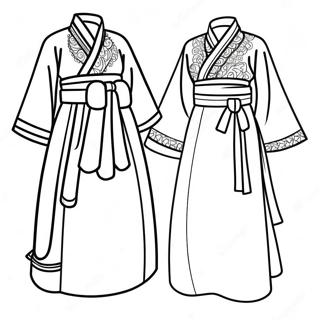 Korean Traditional Hanbok Coloring Page 17311-14120