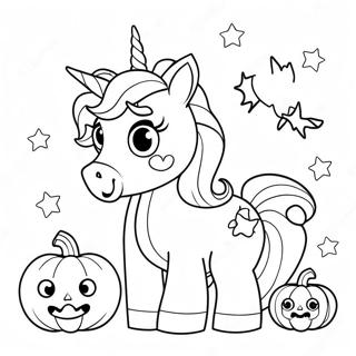 Sparkly Halloween Unicorn With Pumpkins Coloring Page 17382-14177