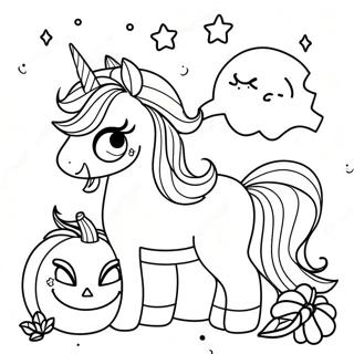 Sparkly Halloween Unicorn With Pumpkins Coloring Page 17382-14178