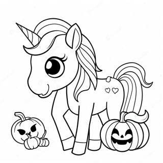 Sparkly Halloween Unicorn With Pumpkins Coloring Page 17382-14179