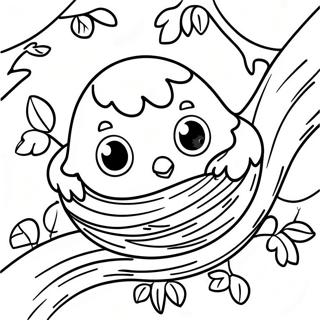 Baby Bird Nesting In A Cozy Tree Coloring Page 17401-14200