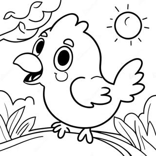 Cute Baby Bird Chirping In The Sunshine Coloring Page 17402-14190