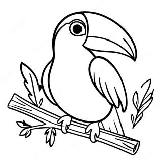 Colorful Toucan On A Branch Coloring Page 17412-14204