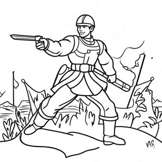 Brave Soldier In Battle Coloring Page 17452-14230