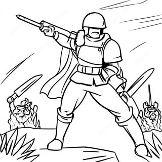 Brave Soldier In Battle Coloring Page 17452-14231