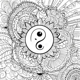 Intricate Yin Yang Mandala Coloring Page 17472-14247