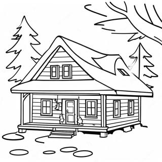 Cozy January Cabin Coloring Page 17492-14268