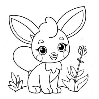 Cute Sylveon With Flowers Coloring Page 17532-14304