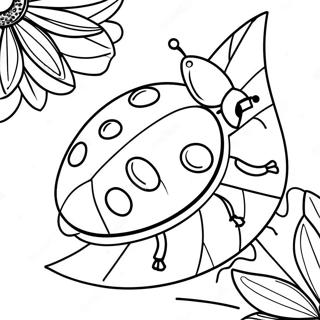 Colorful Ladybug On A Leaf Coloring Page 17612-14363