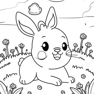 Happy Sunny Bunnies Playing In The Meadow Coloring Page 17632-14377