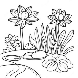 Monet Water Lilies Coloring Page 17651-14387