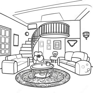 Colorful Barbie Dream House Interior Coloring Page 17712-14441