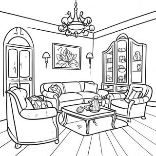 Colorful Barbie Dream House Interior Coloring Page 17712-14444