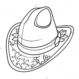 Colorful Cowboy Hat With Stars Coloring Page 17752-14469