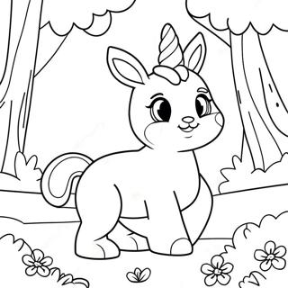 Sparkly Bunny Unicorn In A Magical Forest Coloring Page 17902-14590