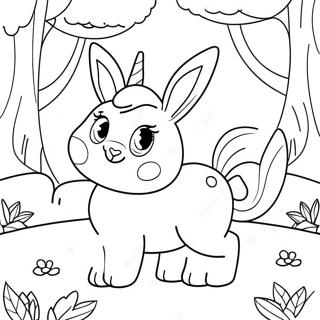 Sparkly Bunny Unicorn In A Magical Forest Coloring Page 17902-14592