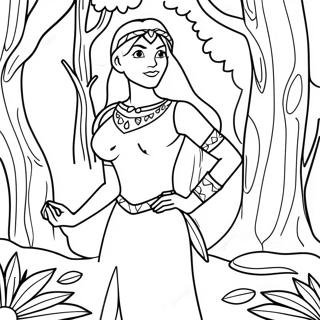 Pocahontas In A Beautiful Forest Coloring Page 1792-1546