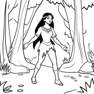 Pocahontas In A Beautiful Forest Coloring Page 1792-1547