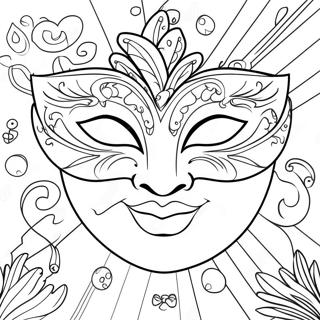 Vibrant Mardi Gras Mask Coloring Page 17992-14663