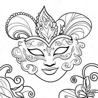 Vibrant Mardi Gras Mask Coloring Page 17992-14664