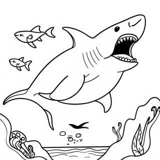 Megalodon Swimming In The Ocean Coloring Page 1802-1564