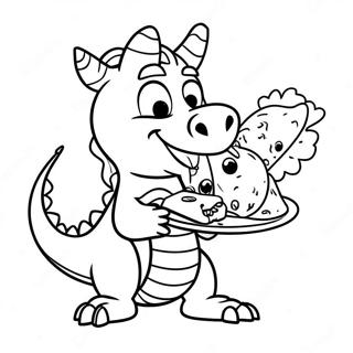 Funny Dragon Eating Tacos Coloring Page 18072-14723