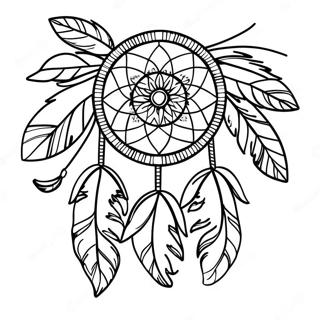 Colorful Native American Dreamcatcher Coloring Page 18092-14739