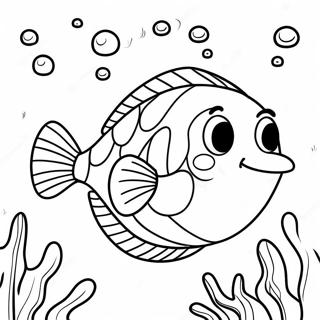 Happy Flounder Swimming Coloring Page 18192-14819