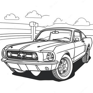 Classic Mustang In A Race Coloring Page 18202-14827