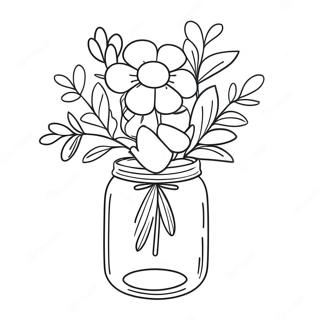 Cute Mason Jar With Flowers Coloring Page 18272-14885