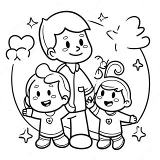 Cute Dad With Kids Coloring Page 18292-14901