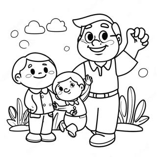 Cute Dad With Kids Coloring Page 18292-14902