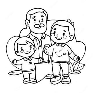 Cute Dad With Kids Coloring Page 18292-14903