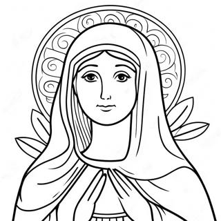 Beautiful Virgin Mary With Flowers Coloring Page 18302-14913