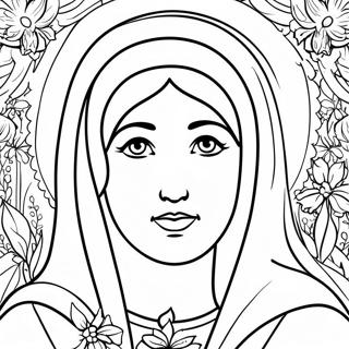 Beautiful Virgin Mary With Flowers Coloring Page 18302-14914